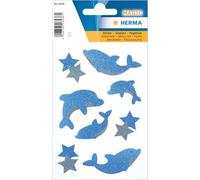 HERMA 6436 - Adesivi glitterati delfini autoadesivi per bambini o bambine, 8 adesivi per bambini