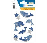 HERMA 6436 - Adesivi glitterati delfini autoadesivi per bambini o bambine, 8 adesivi per bambini