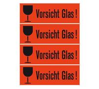 HERMA 6750 adesivi per spedizione "Vorsicht Glas" (118 x 39 mm, 250 fogli, carta) autoadesivi, 1.000 etichette per spedizione, rosso fluo