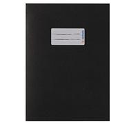 HERMA 7088 copertine per quaderni, formato A5, colore nero, 10 pezzi, copertina per quaderni con campo per scrivere in carta estremamente resistente e colori intensi, set di copertine per quaderni