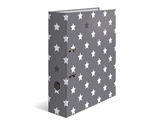 HERMA 7194 - Raccoglitore ad anelli per bambini, formato A4, con stelle bianche, 7 cm di larghezza, in cartone, con stampa interna, per scuola e ufficio, set di 10 raccoglitori ad anelli per bambini e