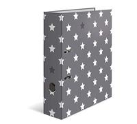 HERMA 7194 Registratore a leva con anelli Stelle con motivo Grigio con stelle bianche, A4, dorso 7 cm, cartonato, colori