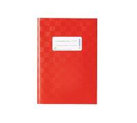 HERMA 7422 Copertina per quaderni, DIN A5, copertina per quaderni, con etichetta per nome, struttura in rafia, in pellicola di polipropilene resistente e lavabile, copertina per quaderni scolastici, rosso, 1 pezzo