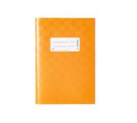 HERMA 7424 Copertina per quaderni, DIN A5, copertine con etichetta per nome, effetto rafia, in pellicola di polipropilene resistente e lavabile, set da 25 copertine per quaderni scolastici, arancione