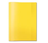HERMA 7481 Copertina per quaderni, formato A5, trasparente, giallo, 25 pezzi, copertine in pellicola di polipropilene resistente e lavabile, set di copertine trasparenti per quaderni scolastici,