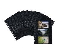 HERMA 7710 - Buste fotografiche per raccoglitori, 250 pezzi, 9 x 13 cm, 3 scomparti divisi, su entrambi i lati, con foro europeo, colore: Nero