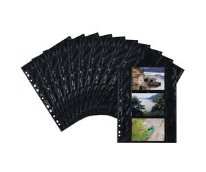 HERMA 7710 - Buste fotografiche per raccoglitori, 250 pezzi, 9 x 13 cm, 3 scomparti divisi, su entrambi i lati, con foro europeo, colore: Nero