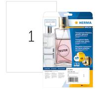 HERMA 8020 - Etichette per pellicola resistente alle intemperie, formato DIN A4, trasparente, confezione da 32 (210 x 297 mm, 800 fogli, pellicola in poliestere, lucido, autoadesive, stampabile, pellicola adesiva permanente, 800 etichette adesive