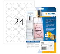 HERMA 8023 - Etichette autoadesive per auto, formato DIN A4, trasparenti, set da 32 (ø 40 mm, 800 fogli, pellicola in poliestere lucida, rotonde), autoadesive, stampabili, adesivi permanenti, 19200