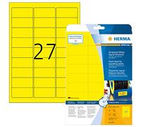 HERMA 8031 - Set di 32 etichette adesive resistenti alle intemperie, formato DIN A4, 63,5 x 29,6 mm, 800 fogli, opache, stampabili, estremamente resistenti, 21600 etichette adesive, colore: giallo
