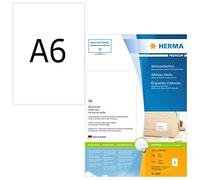 HERMA 8689 - Etichette universali DIN A6, set da 8 (105 x 148 mm, 800 fogli, carta opaca), autoadesive, stampabili, adesivi per indirizzi permanenti, 6.400 etichette per spedizione, colore bianco