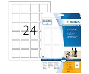 HERMA 9642 QR Code Etichette opache quadrate, 800 fogli, 40 x 40 mm, fogli 24 per A4, 19200 pezzi, autoadesive, stampabili, opache, carta bianca QR Code etichette adesive bianche