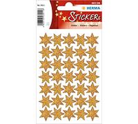 HERMA Adesivo di Natale con stelle glitterate dorate 1 x 35 stick