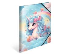 Cartella elastica A4 con unicorni felici