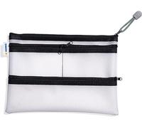 HERMA Cartellina portadocumenti A5 con chiusura lampo e scomparti, tasca impermeabile con chiusura lampo, portadocumenti in plastica con tasche separate con cerniera, semitrasparente, 26 x 20 cm