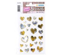 HERMA Creativ 15534 - Adesivi a forma di cuore, 25 pezzi, lucidi, autoadesivi, permanenti, per ragazze e ragazzi, colore: Oro/Argento