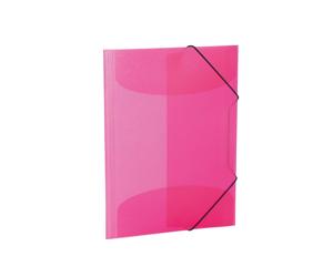 HERMA Elastic Folder Translucent in Pink, A3, Sturdy Plastic, with 3 Inner Flaps