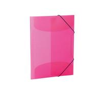 HERMA Elastic Folder Translucent in Pink, A4, Sturdy Plastic, with 3 Inner Flaps