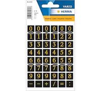 HERMA Numbers 13x13mm 0-9 film black gold embossed 2 sheets Oro etichetta autoadesiva