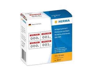 Herma Enclosure numbers self-adh. 2 labels printed in row red