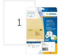 HERMA Etichette A4 Trasparenti Adesive, 210 x 297 mm, 10 Etichette per Foglio, Opache, Ideali per Vetro e Porcellana, 10 Unità