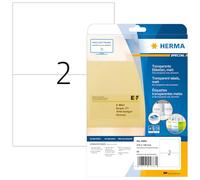 HERMA Etichette Adesive A4, 210 x 148 mm, Opache, 50 Etichette / 25 Fogli, Trasparenti, Per Stampanti Laser e Fotocopiatrici