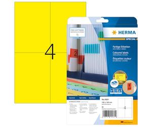 HERMA Etichette Gialle 105 x 148 mm, 80 Etichette A4, Staccabili, Ideali per Marcatura e Logistica