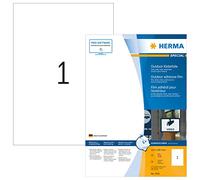 HERMA Etichette Impermeabili, 210 x 297 mm, Etichette Adesive A4 per Stampante, 1 Etichette per Foglio, Bianco
