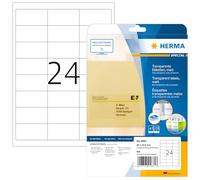 HERMA Self Adhesive Clear Heavy Duty Weatherproof Labels, 24 Labels Per A4 Sheet