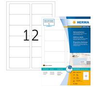 HERMA Etichette per Indirizzi, 88,9 x 46,6 mm, Etichette Adesive A4 per Stampante, 12 Etichette per Foglio, Bianco