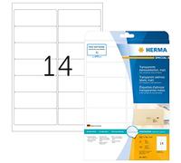 HERMA Etichette per Indirizzi, 99,1 x 38,1 mm, Etichette Adesive A4 per Stampante, 14 Etichette per Foglio, Trasparente