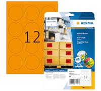 HERMA Etichette per Marcatura, Ø 60 mm, Etichette Adesive A4 per Stampante, 12 Etichette per Foglio, Arancio Neon