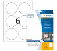 HERMA Etichette per Marcatura, Ø 85 mm, Etichette Adesive A4 per Stampante, 6 Etichette per Foglio, Bianco