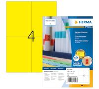 HERMA Etichette per Marcatura, 105 x 148 mm, Etichette Adesive A4 per Stampante, 4 Etichette per Foglio, Giallo