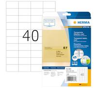 HERMA Self Adhesive Clear Heavy Duty Weatherproof Labels, 40 Labels Per A4 Sheet