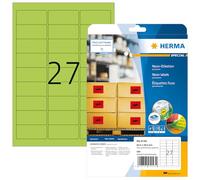 HERMA Etichette per Marcatura, 63,5 x 29,6 mm, Etichette Adesive A4 per Stampante, 27 Etichette per Foglio, Verde Neon