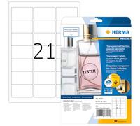 HERMA Etichette per Marcatura, 63,5 x 38,1 mm, Etichette Adesive A4 per Stampante, 21 Etichette per Foglio, Trasparente