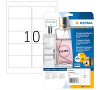 HERMA Etichette per Marcatura, 96 x 50,8 mm, Etichette Adesive A4 per Stampante, 10 Etichette per Foglio, Trasparente