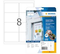 HERMA Self Adhesive Removable Weatherproof Foil Labels, 8 Labels Per A4 Sheet, 1