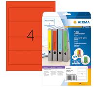 HERMA Etichette per Raccoglitori, 192 x 61 mm, Etichette Adesive A4 per Stampante, 4 Etichette per Foglio, Rosso