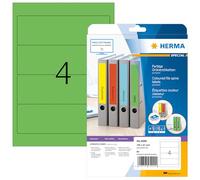 HERMA Etichette per Raccoglitori, 192 x 61 mm, Etichette Adesive A4 per Stampante, 4 Etichette per Foglio, Verde
