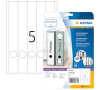 HERMA Etichette per Raccoglitori, 38 x 297 mm, Etichette Adesive A4 per Stampante, 5 Etichette per Foglio, Bianco