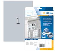 HERMA Etichette per Targhette, 210 x 297 mm, Etichette Adesive A4 per Stampante, 1 Etichette per Foglio, Argento