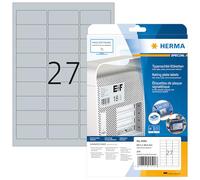 HERMA Etichette per Targhette, 63,5 x 29,6 mm, Etichette Adesive A4 per Stampante, 27 Etichette per Foglio, Argento