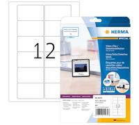 HERMA Etichette per Video, 78,7 x 46,6 mm, Etichette Adesive A4 per Stampante, 12 Etichette per Foglio, Bianco