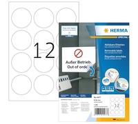 Herma Etichette rotonde rimovibili Ø 60 mm – 1200 unità (100 fogli A4, 12 per foglio) Bianco