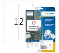 HERMA Self Adhesive Removable Multi-Purpose Labels, 12 Labels Per A4 Sheet, 300