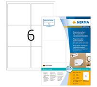 HERMA Self Adhesive Removable Address Mailing Labels, 6 Labels Per A4 Sheet, 600