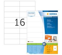 HERMA Etichette Universali, 105 x 37 mm, Etichette Adesive A4 per Stampante, 16 Etichette per Foglio, Bianco