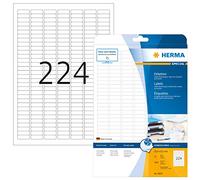HERMA Etichette Universali, 25,4 x 8,5 mm, Etichette Adesive A4 per Stampante, 224 Etichette per Foglio, Bianco
